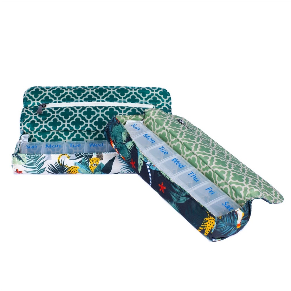 NWT Lug 2-Pack Choo Choo Pill Organizers in Wildlife Black & Wildlife Cream 💊 - Picture 3 of 9